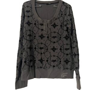 Fox Racing Thermal Henley Top in Mixed Print in Gray Sz L Slim Fit